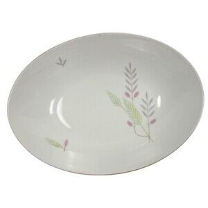 Vintage Eschenbach Bavaria Porcelain Serving Bowl Oval Gold Trim MCM 50s 9.5in